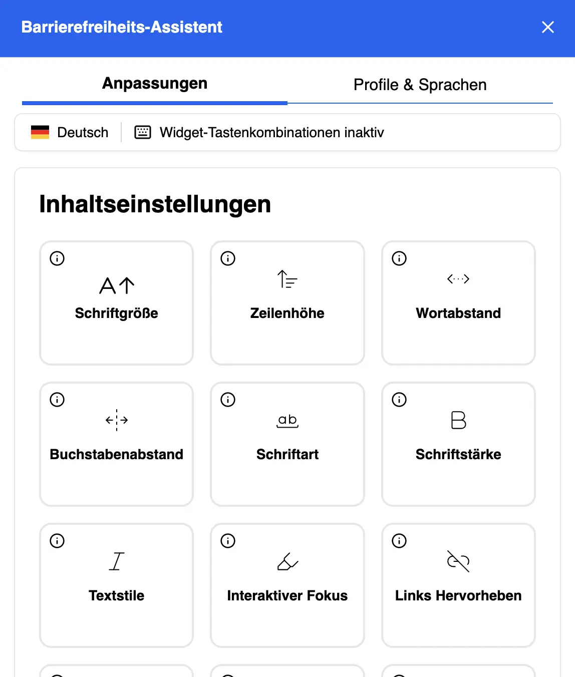navable widget interface